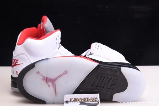 Official Maikesneakers Red Retro Air 5 Jordan Fire (2020) DA1911-102 Tongue Silver 0803